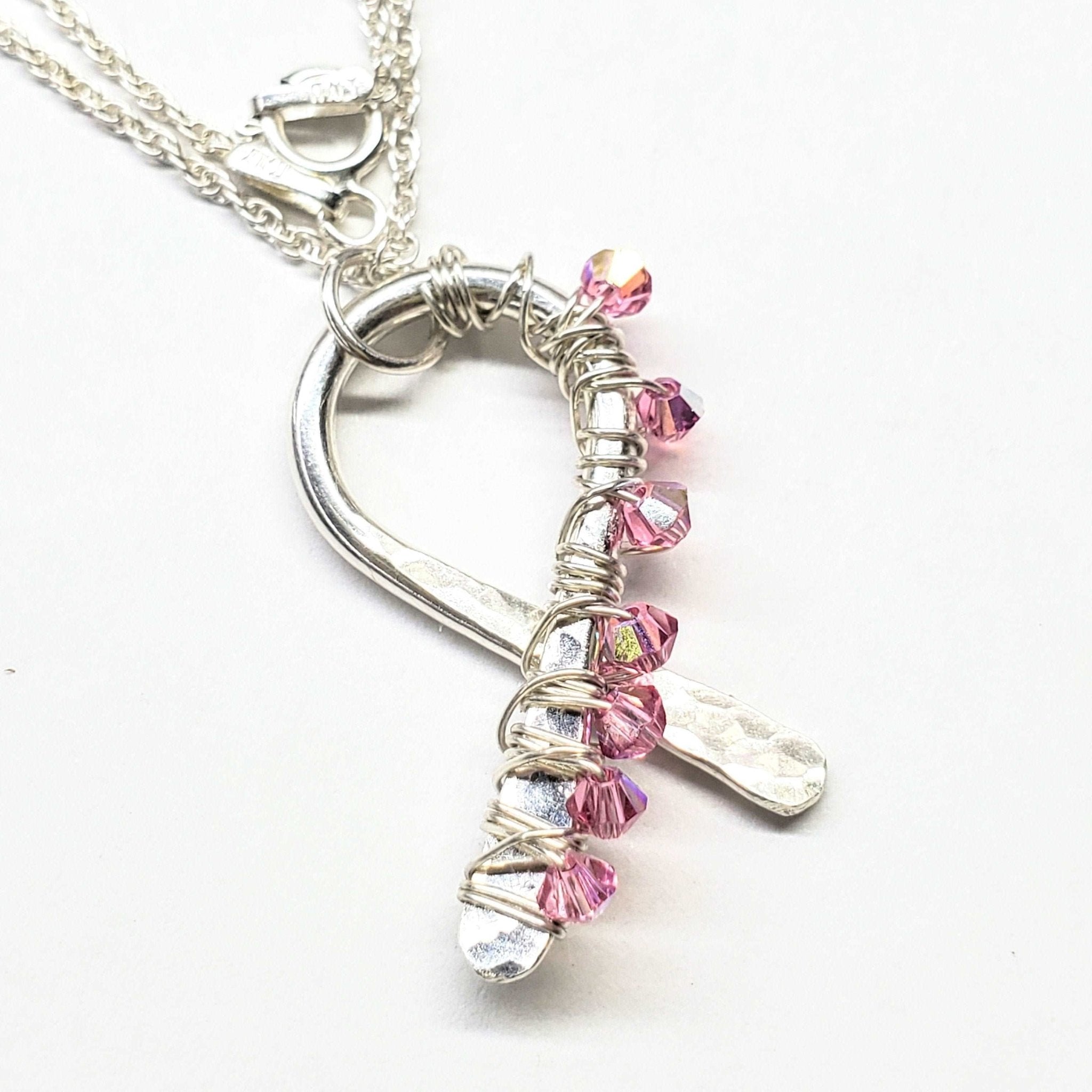 2024 Breast Cancer Awareness Crystal Ribbon Necklace - Limited Edition