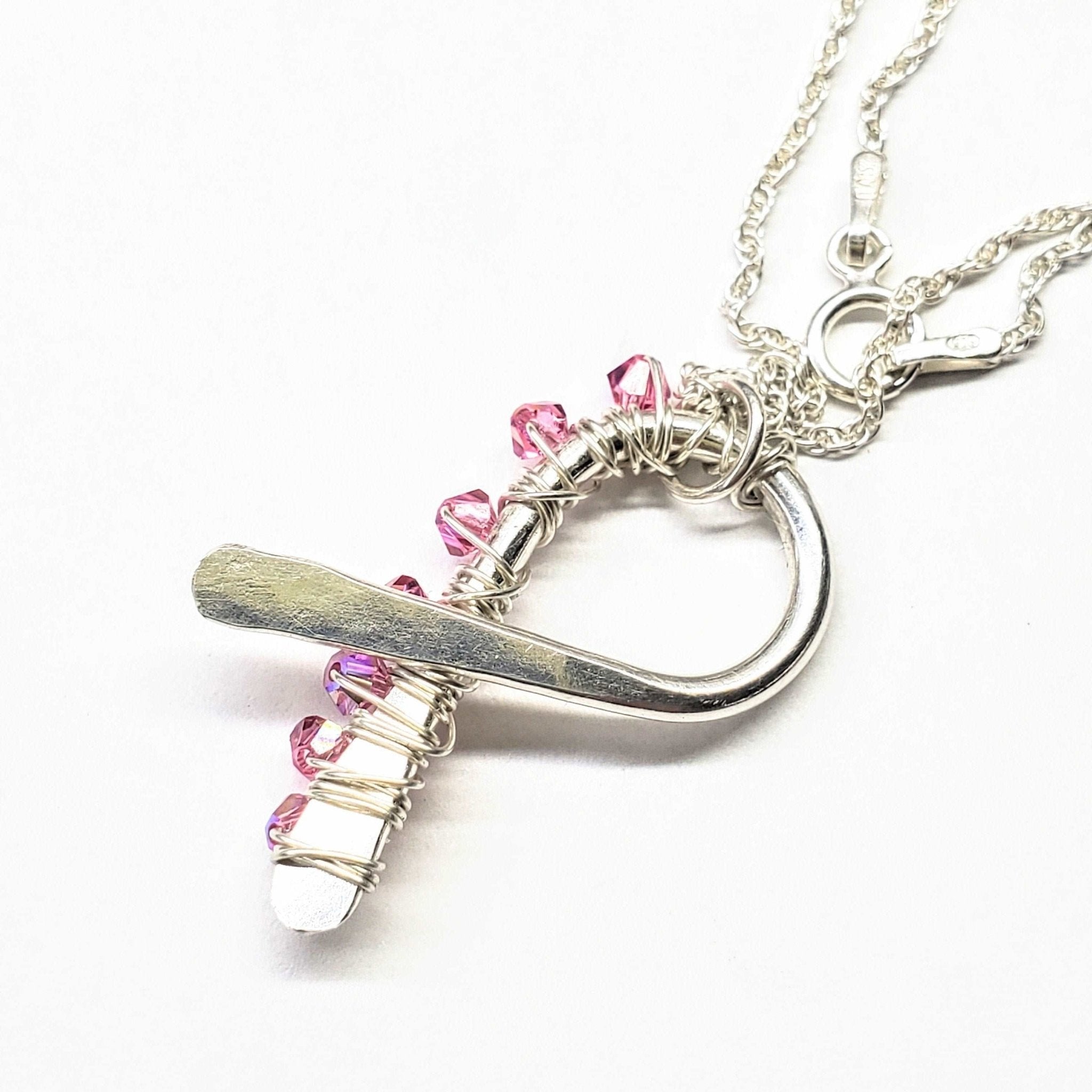 2024 Breast Cancer Awareness Crystal Ribbon Necklace - Limited Edition