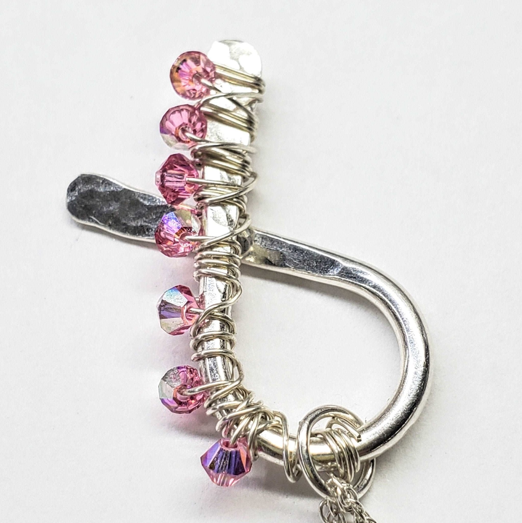 2024 Breast Cancer Awareness Crystal Ribbon Necklace - Limited Edition