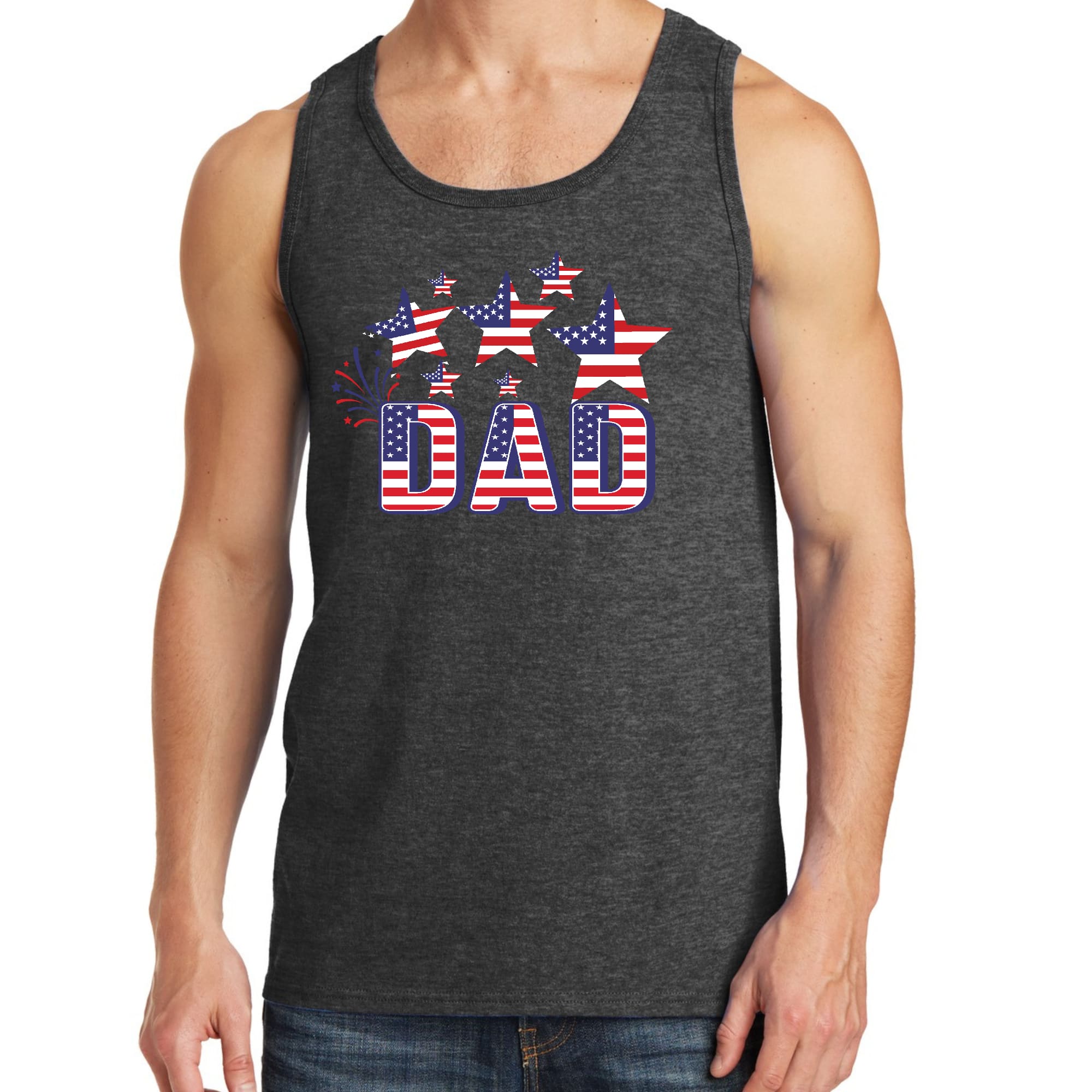 Mens Fitness Tank Top Graphic T-shirt Dad Independence Day 4th