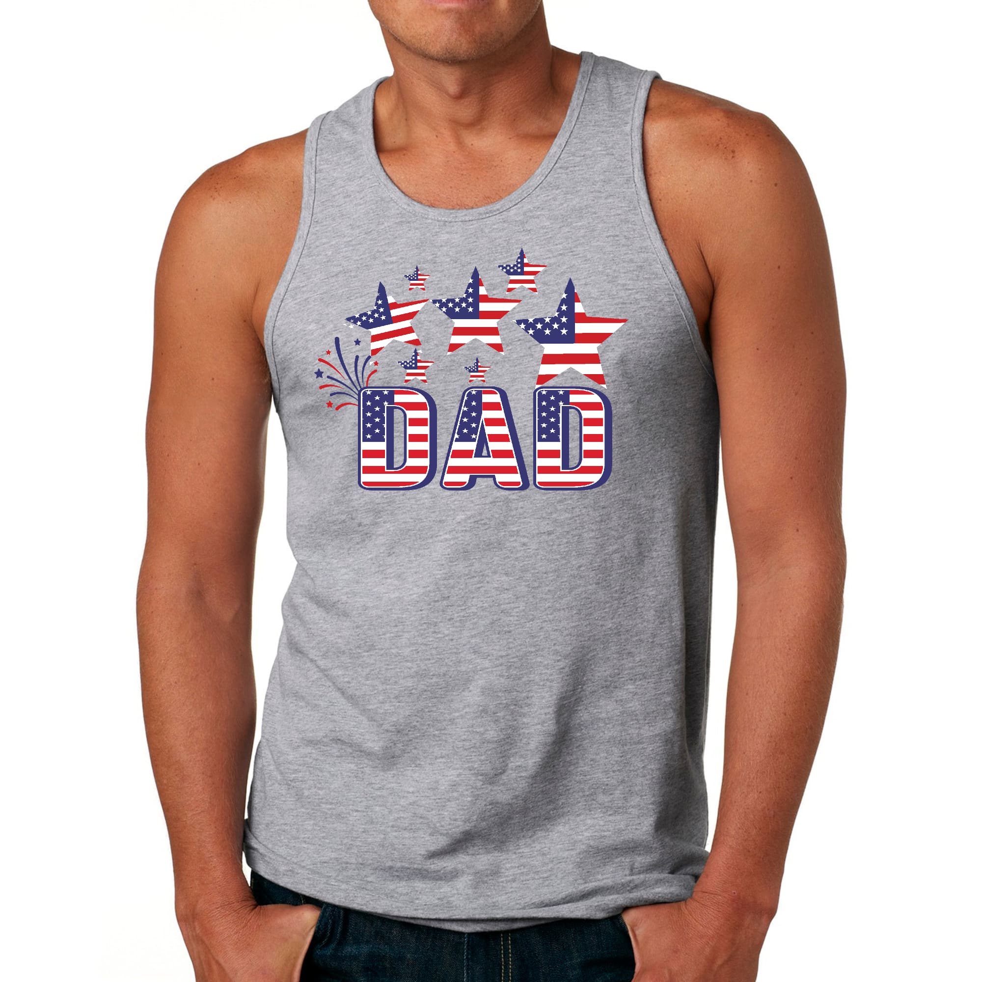 Mens Fitness Tank Top Graphic T-shirt Dad Independence Day 4th