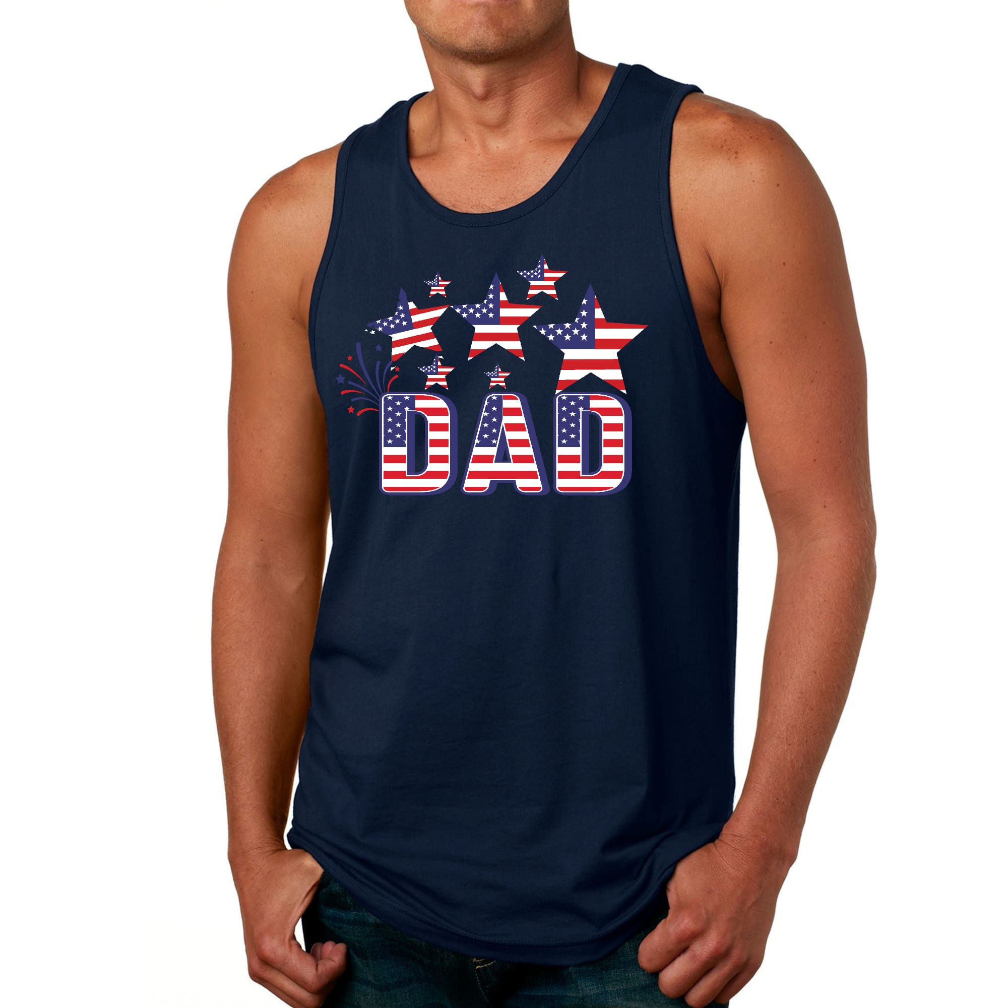Mens Fitness Tank Top Graphic T-shirt Dad Independence Day 4th