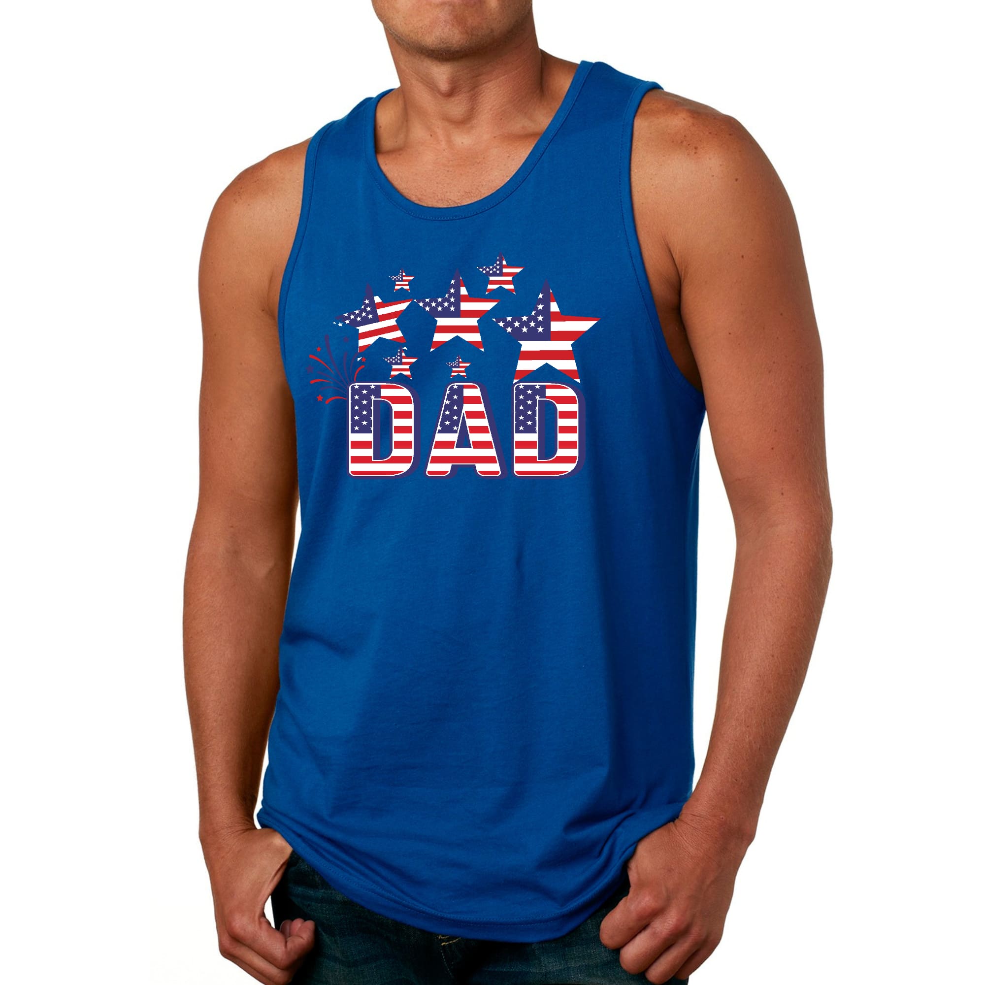 Mens Fitness Tank Top Graphic T-shirt Dad Independence Day 4th