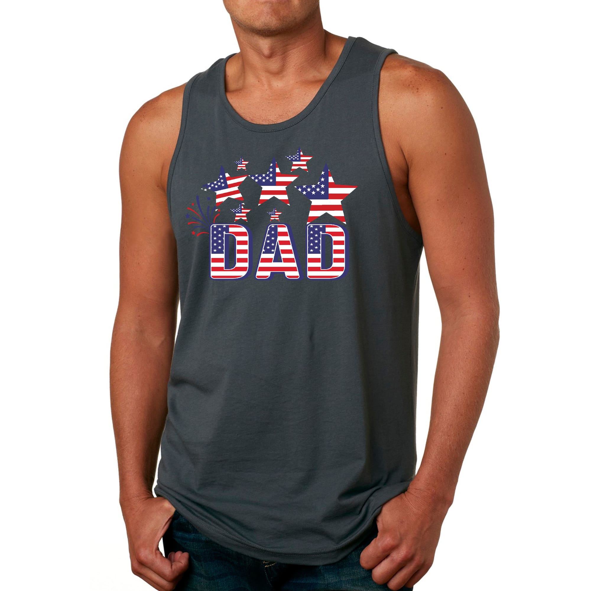 Mens Fitness Tank Top Graphic T-shirt Dad Independence Day 4th