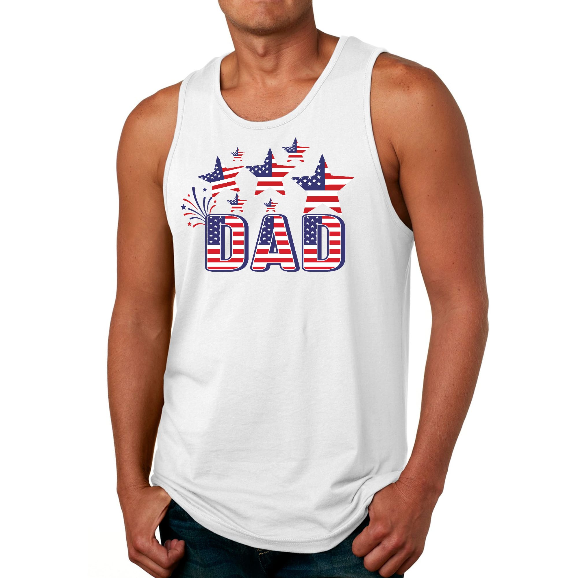 Mens Fitness Tank Top Graphic T-shirt Dad Independence Day 4th