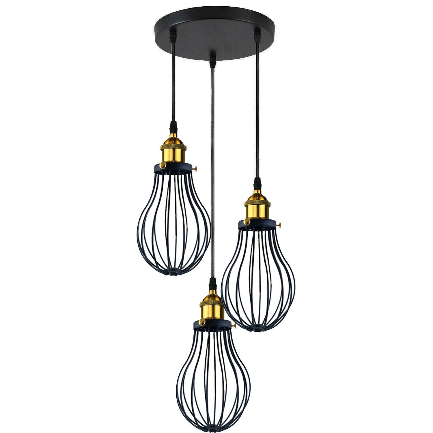 Modern Vintage Industrial Black Metal Wire Cage Loft Pendant Lamp