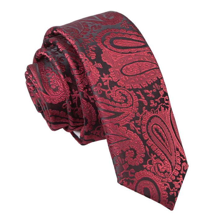 Paisley Skinny Tie - Burgundy