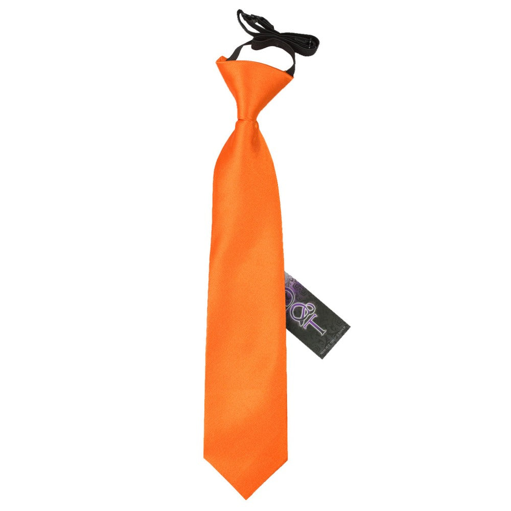 Plain Satin Elasticated Tie - Boys - Burnt Orange