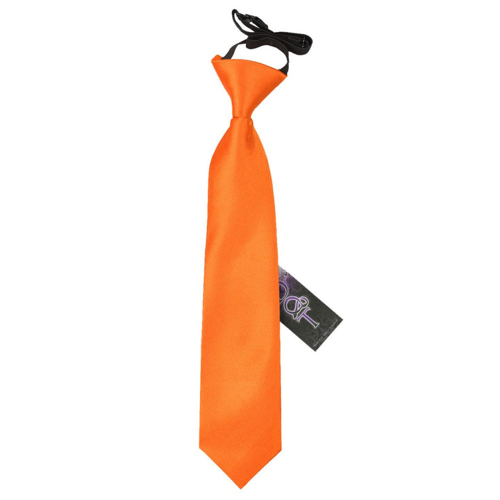 Plain Satin Elasticated Tie - Boys - Burnt Orange