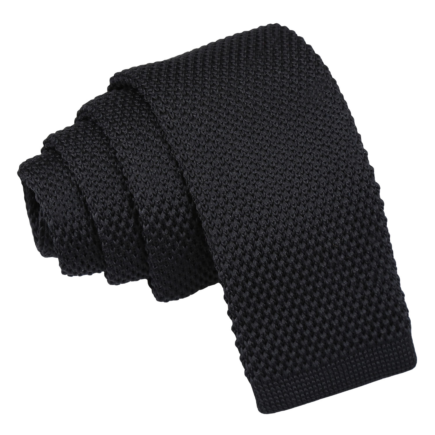 Plain Knitted Tie - Boys - Black