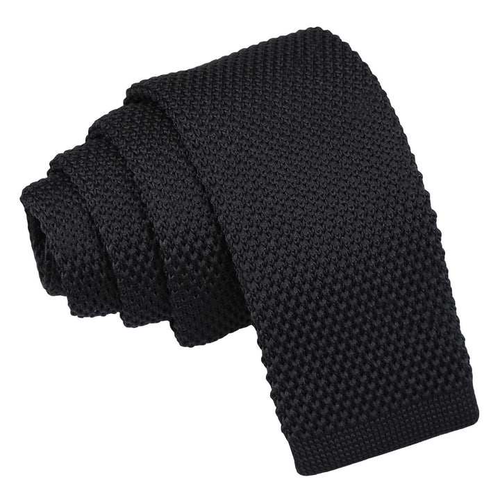 Plain Knitted Tie - Boys - Black