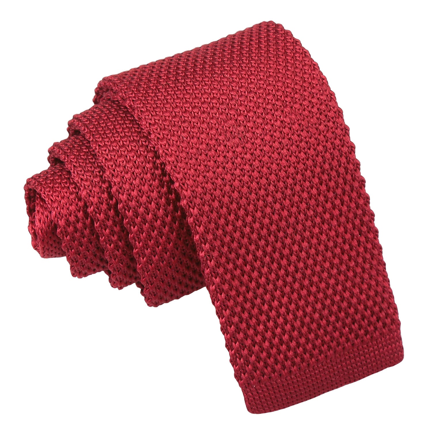 Plain Knitted Tie - Boys - Burgundy