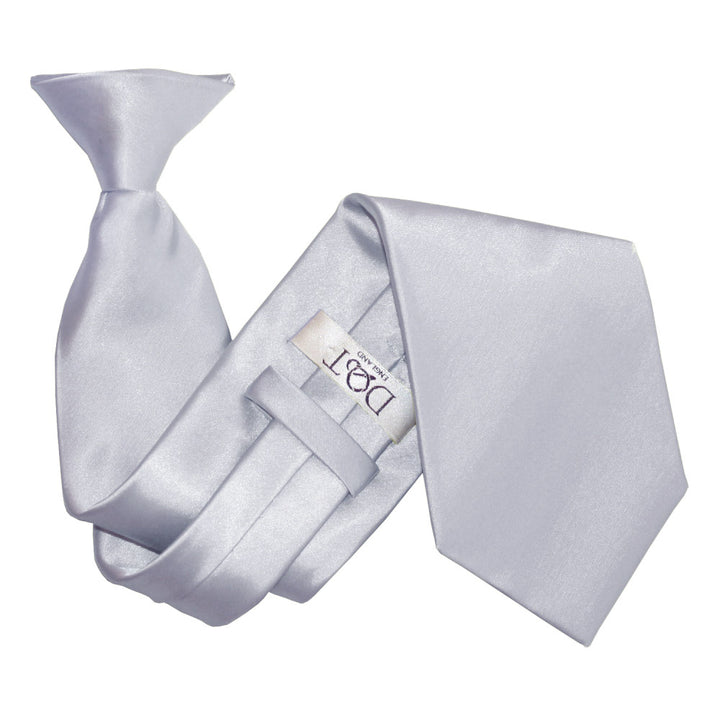 Plain Satin Clip-On Tie - Silver
