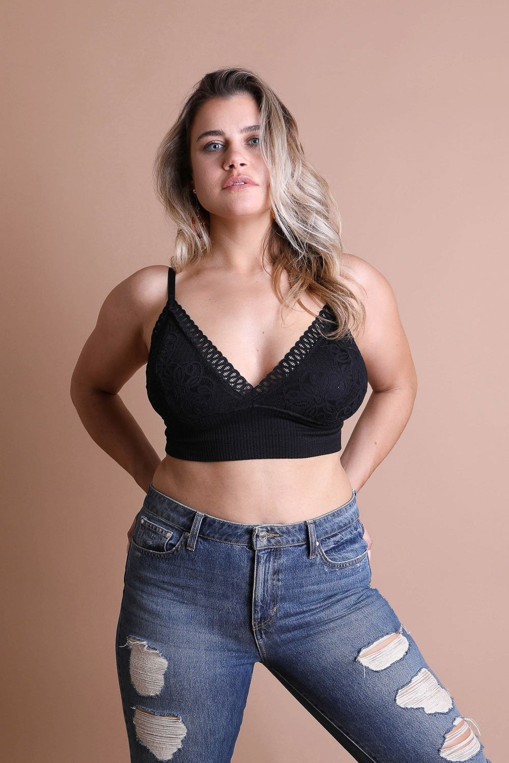 Waistband Loop Lace Brami Plus Size – Elegant Stretchy Lace Cami