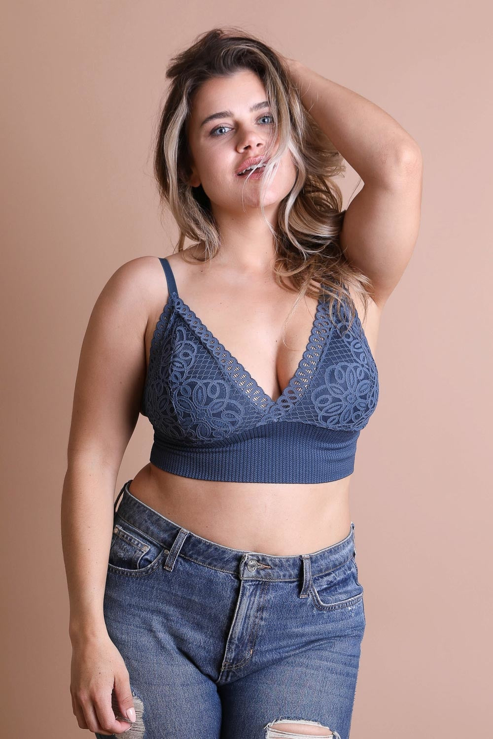 Waistband Loop Lace Brami Plus Size – Elegant Stretchy Lace Cami