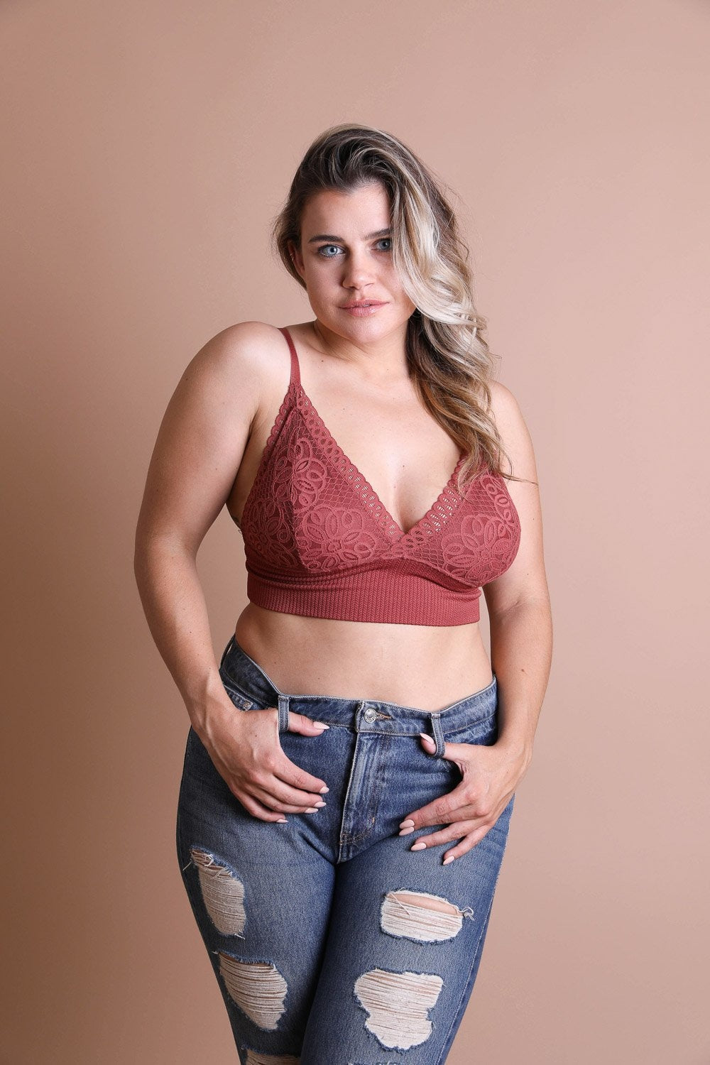 Waistband Loop Lace Brami Plus Size – Elegant Stretchy Lace Cami