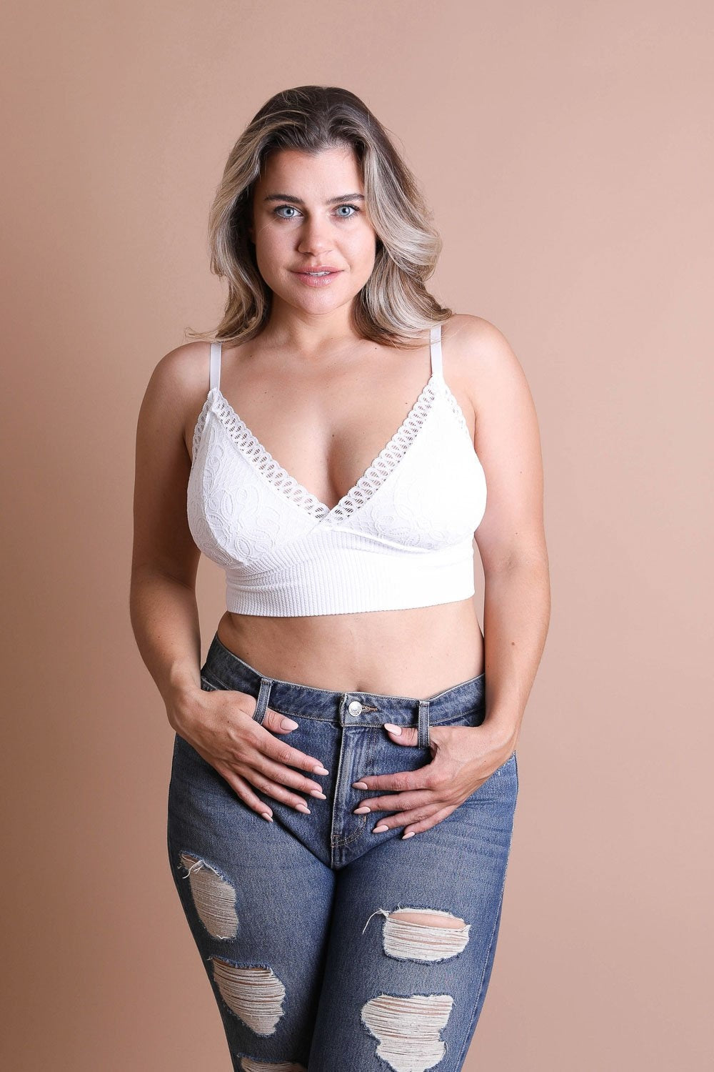 Waistband Loop Lace Brami Plus Size – Elegant Stretchy Lace Cami