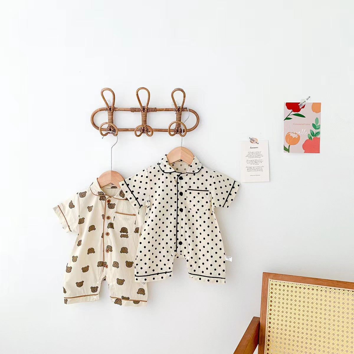 Baby Boy Animal Polka Dot Print Single Breasted Design Short Rompers P