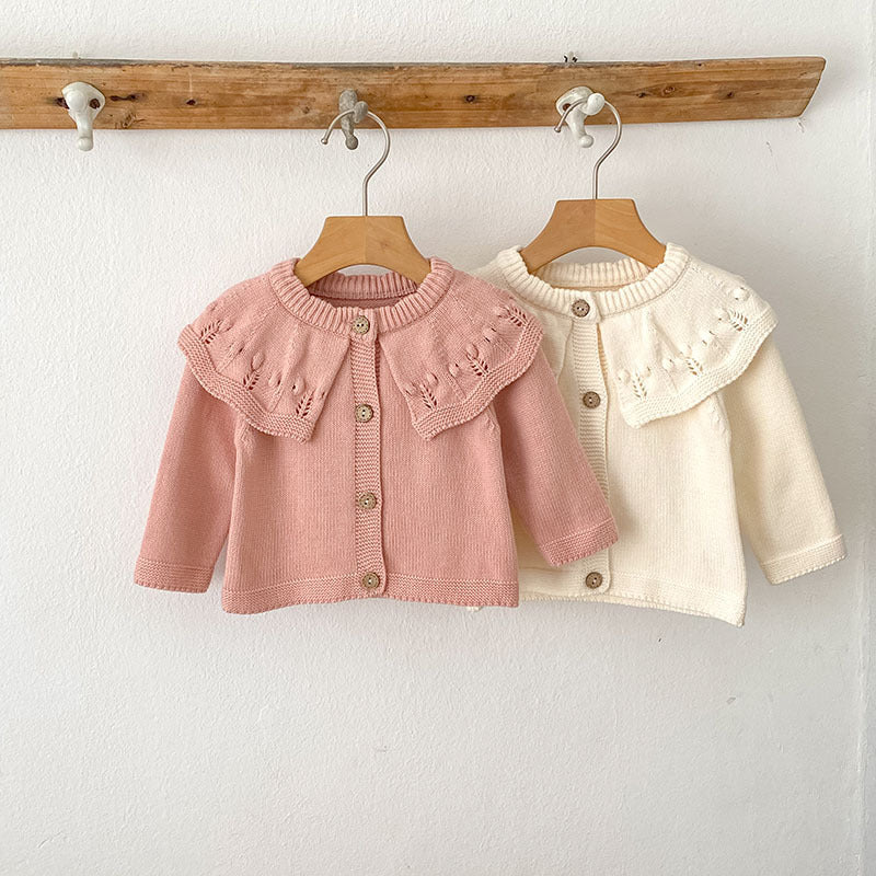 Autumn Arrival Baby Girls Comfortable Solid Color Knitted Long Sleeves