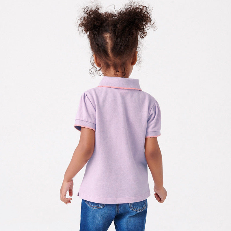 Baby Kids Girls Cartoon Logo Short Sleeves Polo Shirt