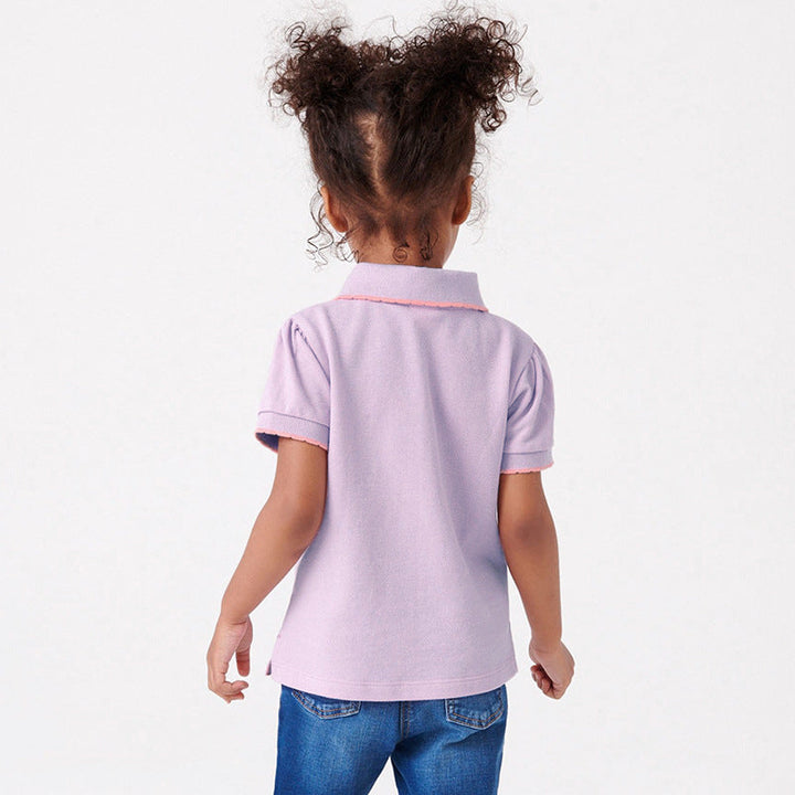 Baby Kids Girls Cartoon Logo Short Sleeves Polo Shirt