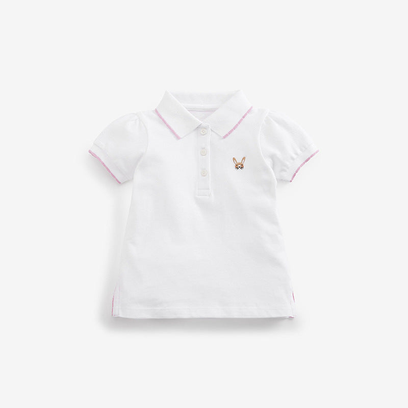 Baby Kids Girls Cartoon Logo Short Sleeves Polo Shirt