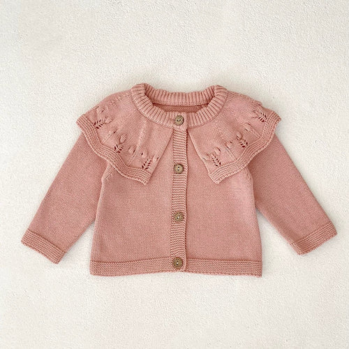Autumn Arrival Baby Girls Comfortable Solid Color Knitted Long Sleeves