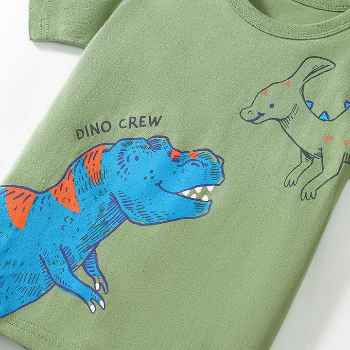 Summer Baby Kids Dinosaurs Cartoon Pattern T-shirt and Shorts Clothing