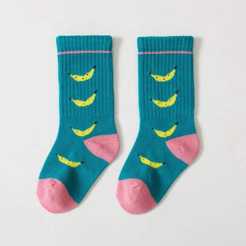 Baby Girl Candy Color Fruit Print Middle Tube Socks