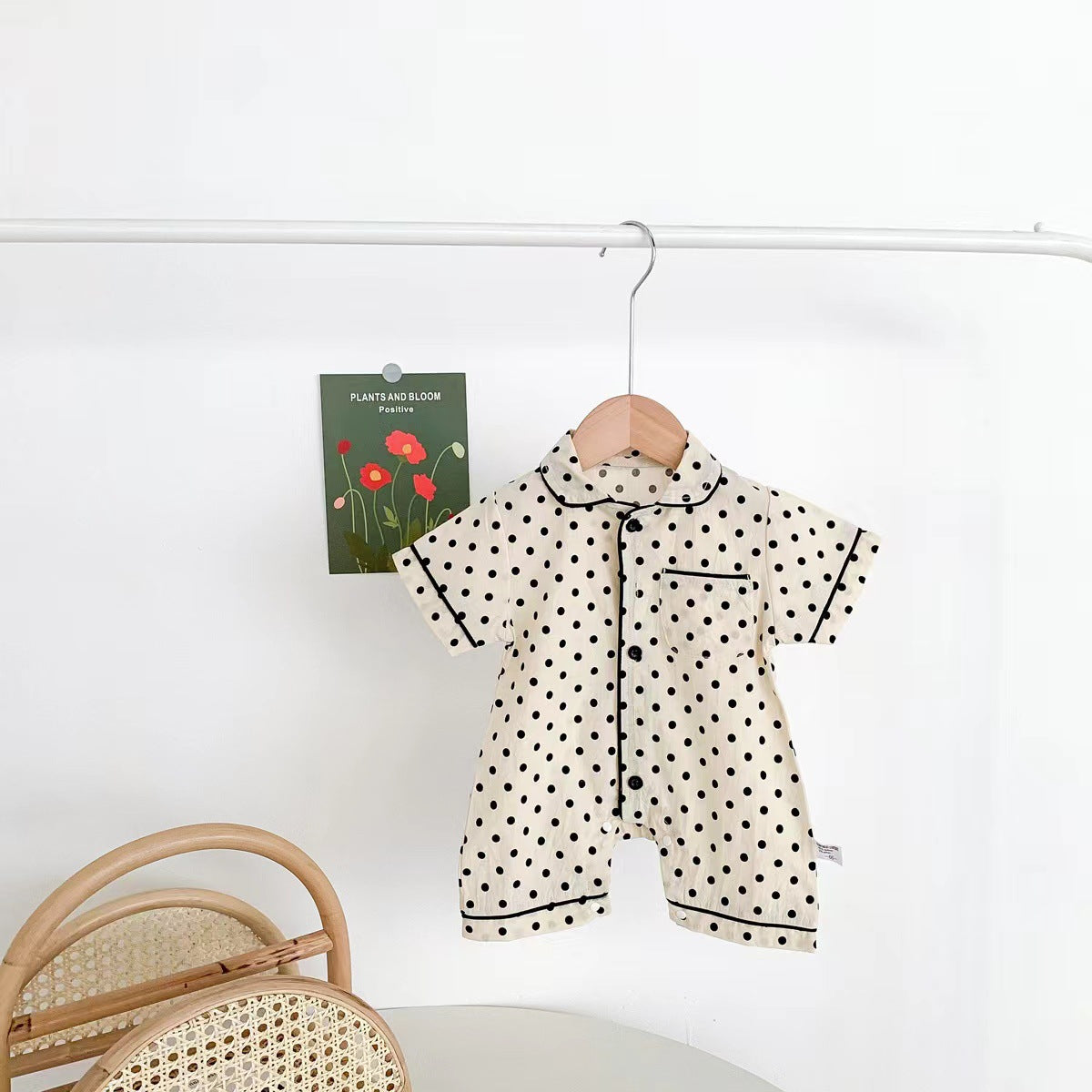Baby Boy Animal Polka Dot Print Single Breasted Design Short Rompers P