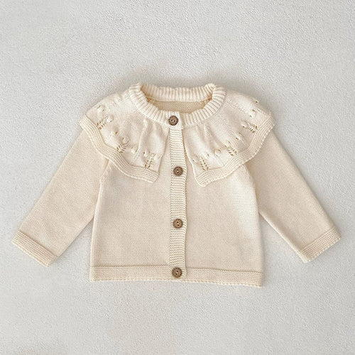 Autumn Arrival Baby Girls Comfortable Solid Color Knitted Long Sleeves