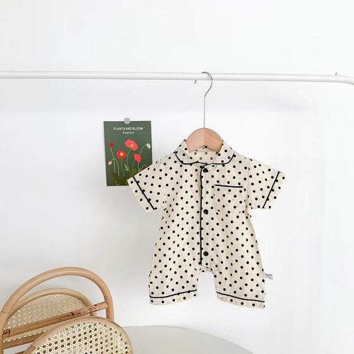 Baby Boy Animal Polka Dot Print Single Breasted Design Short Rompers P