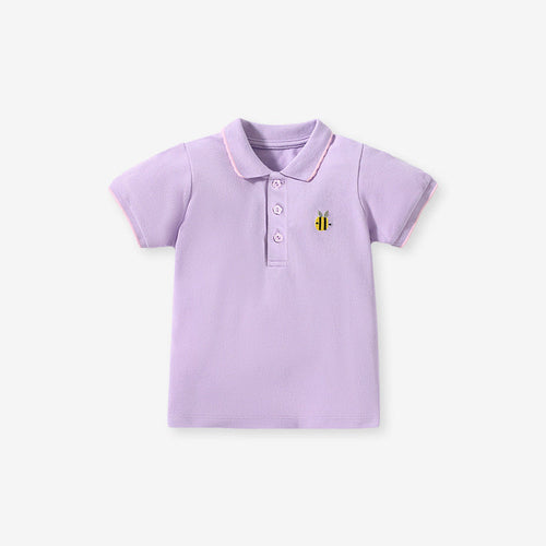 Baby Kids Girls Cartoon Logo Short Sleeves Polo Shirt