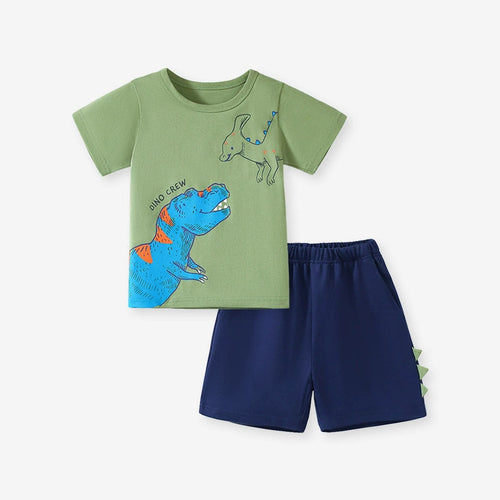 Summer Baby Kids Dinosaurs Cartoon Pattern T-shirt and Shorts Clothing