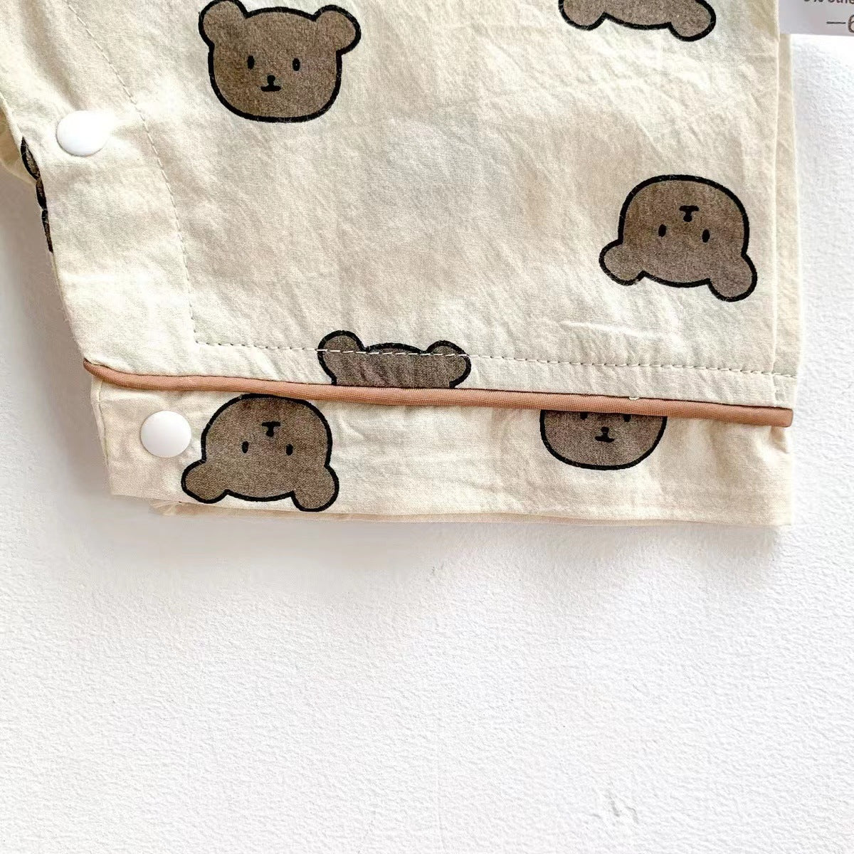 Baby Boy Animal Polka Dot Print Single Breasted Design Short Rompers P