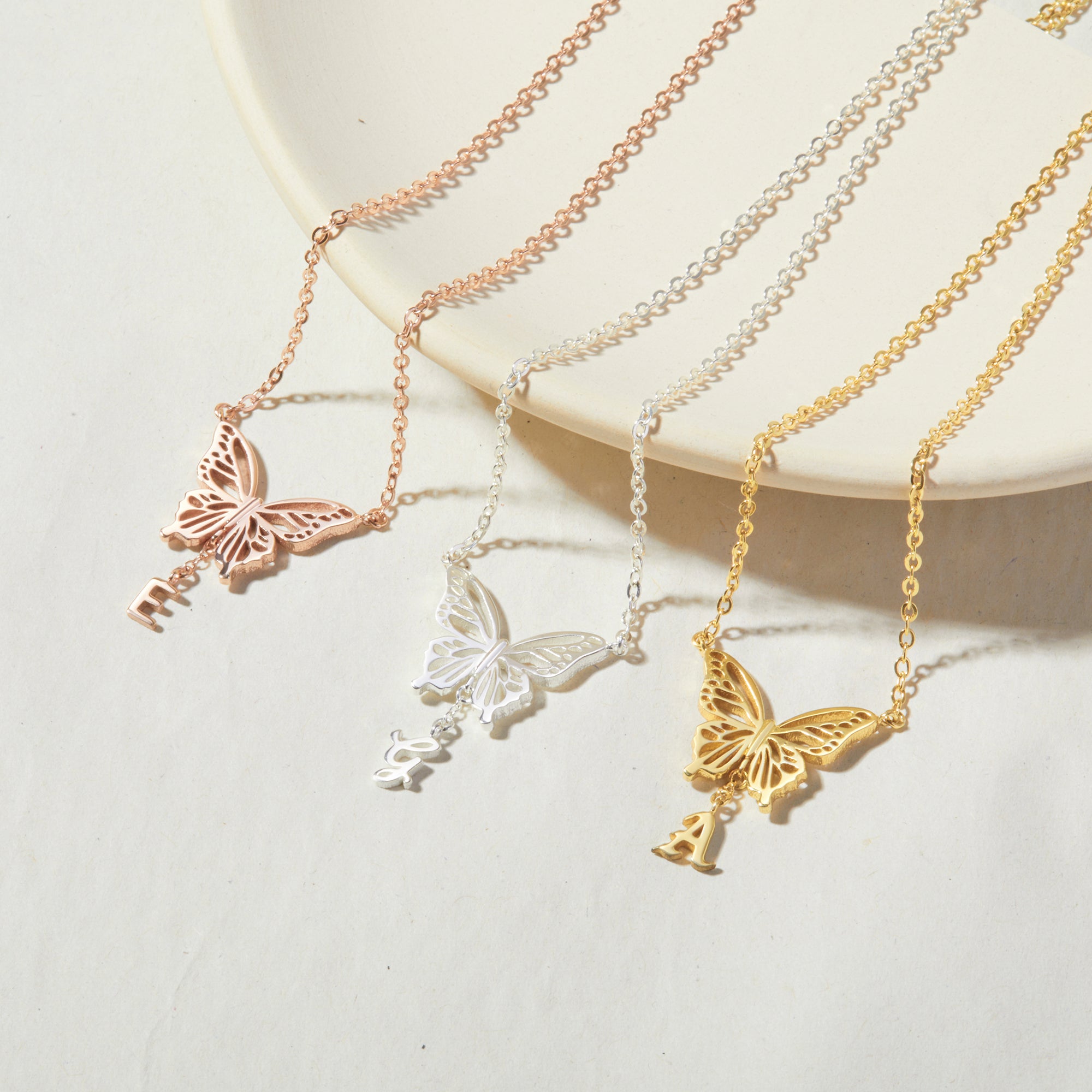 Custom Letter Necklace, Initial Jewelry, Initial Butterfly Necklace