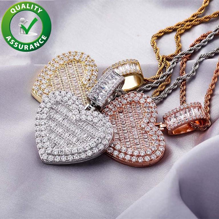 Designer Heart Necklace Mens Hip Hop Jewelry Iced Out Pendant Diamond