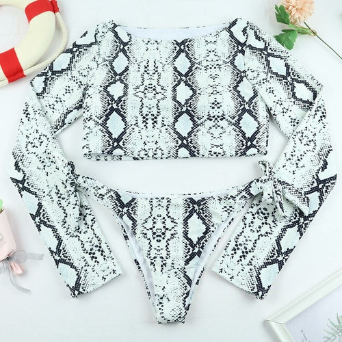 Swimwear for Women High Waist Long Sleeves Bikinis Set High Cut Sexy