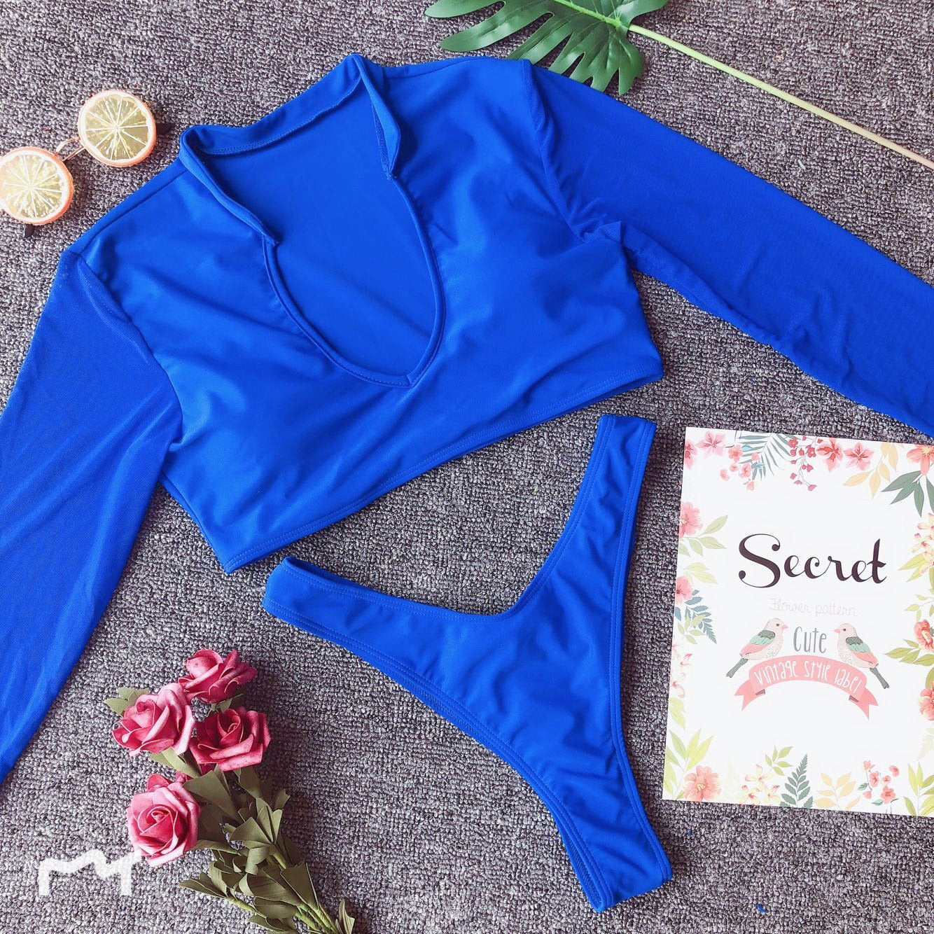 Swimwear for Women High Waist Long Sleeves Bikinis Set High Cut Sexy