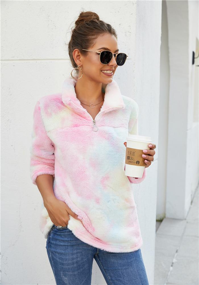 Women Winter Fall Fashion Fleece Hoodie Color Printing Pullovers