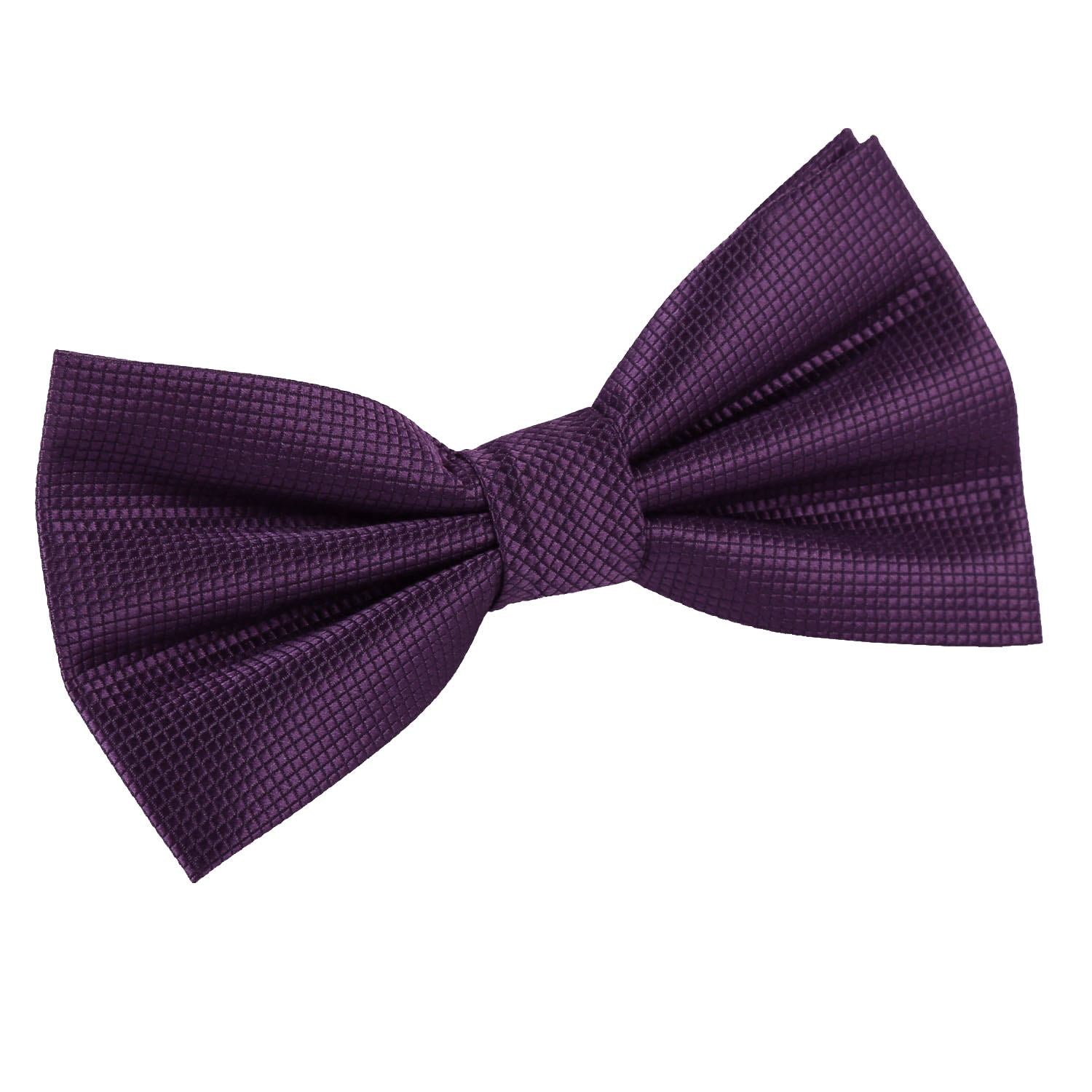 Solid Check Pre-Tied Bow Tie - Cadbury Purple