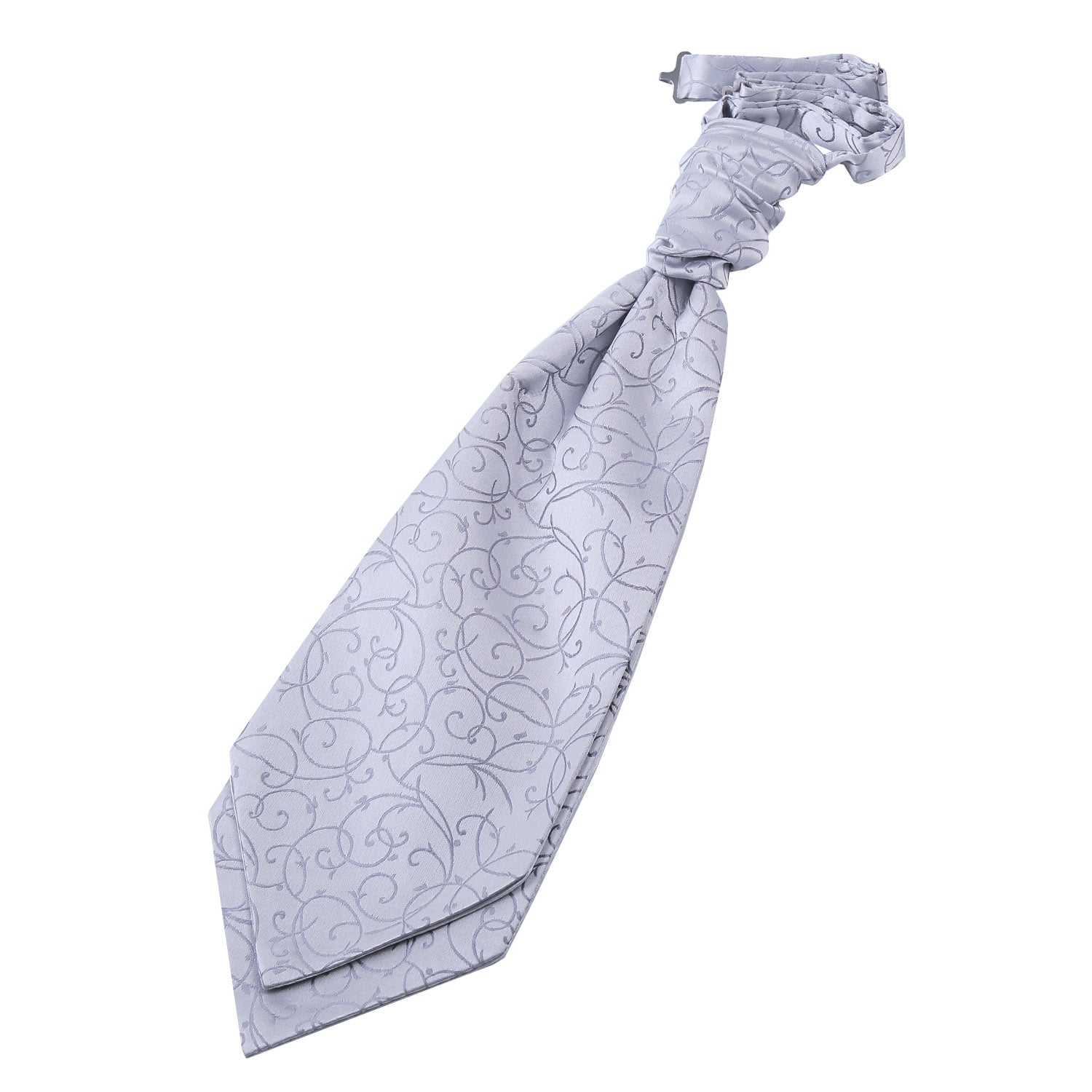 Swirl Pre-Tied Ruche Cravat - Silver