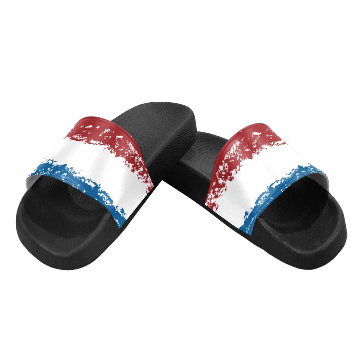 Mens Slide Sandals - Red White Blue Print