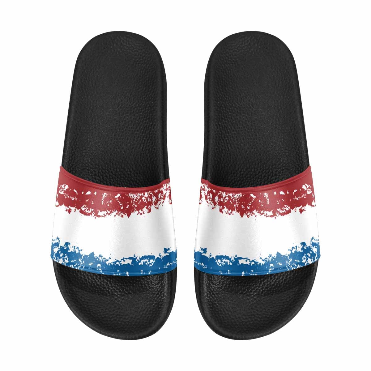 Mens Slide Sandals - Red White Blue Print