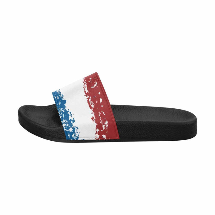 Mens Slide Sandals - Red White Blue Print