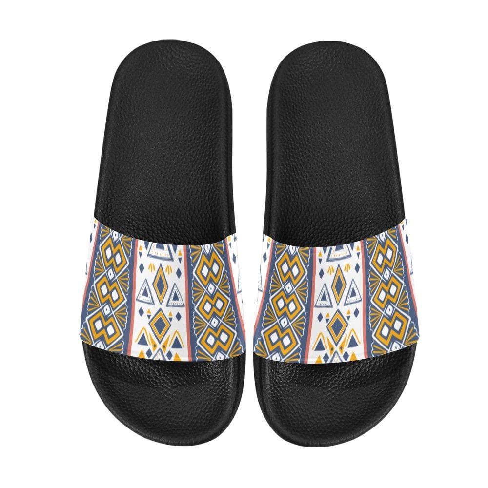 Mens Slide Sandals - White Paisley Print