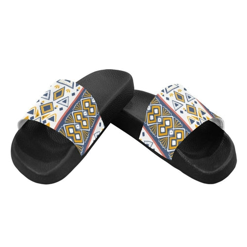 Mens Slide Sandals - White Paisley Print