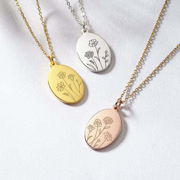 Birth Month Flower Necklace, Mom Necklace, Birth Flower Jewelry